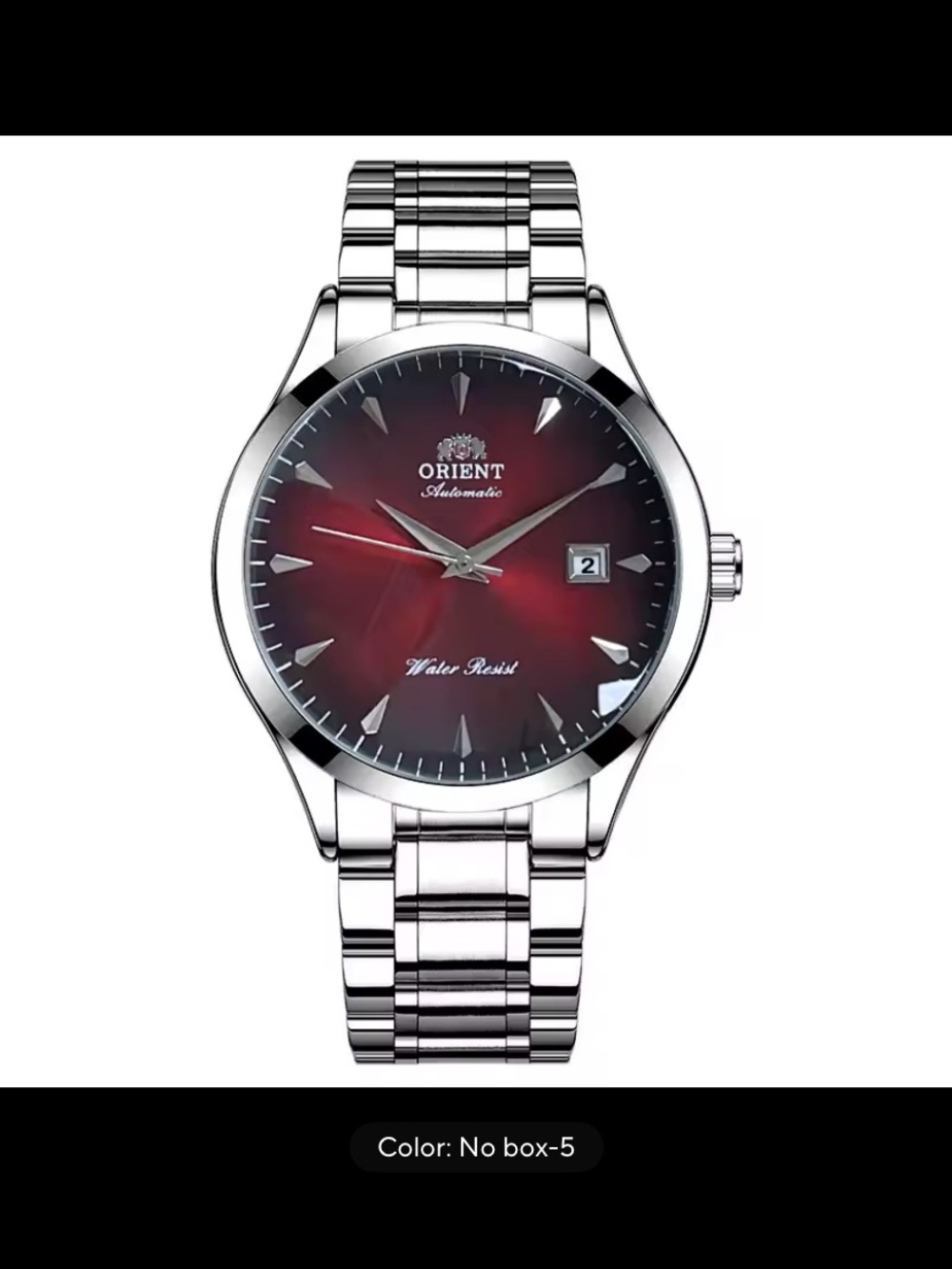 New Orient Automatic Mechanical Men's Watch with Red Sunburst Dial